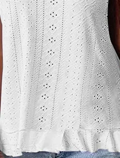 Women's Camisole Tank Top Solid Color Stylish Casual Sleeveless Halter Neck Regular Tops Daily Eyelet Black White Sky Blue Summer