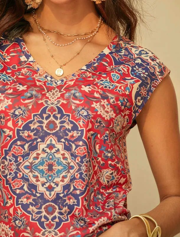 Women's Camisole Tank Top Basic Print Sleeveless Regular Tops V Neck Casual Red Blue Purple Green