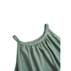 Women's Camisole Tank Top Halter Top Sleeveless Lace Cut-Out Elastic Soft High Neck Summer Casual Teal Lightweight Versatile Beachwear