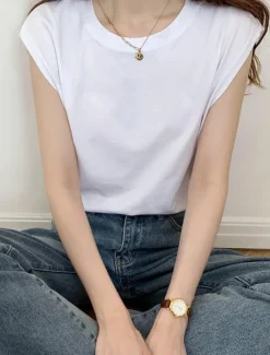 Women's Camisole Tank Top Solid Color Daily Basic Casual Sleeveless Crew Neck Regular Tops Daily Black White Yellow Blue Brown Summer