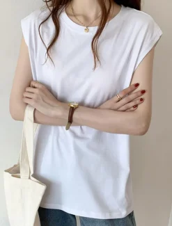 Women's Camisole Tank Top Solid Color Daily Basic Casual Sleeveless Crew Neck Regular Tops Daily Black White Yellow Blue Brown Summer