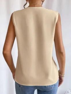 Women's Camisole Tank Top Solid Color Daily Casual Sleeveless V Neck Regular Tops Daily Black White Orange Green Apricot Summer