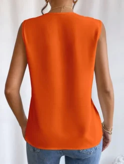 Women's Camisole Tank Top Solid Color Daily Casual Sleeveless V Neck Regular Tops Daily Black White Orange Green Apricot Summer