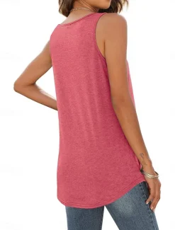 Women's Camisole Tank Top Solid Color Stylish Casual Sleeveless U Neck Regular Tops Daily White Pink Green Summer Spring