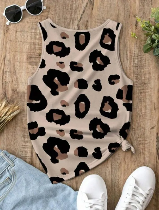 Women's Camisole Tank Top Vest Fashion Streetwear Print Sleeveless Regular Tops Crew Neck Casual Pink Brown Green Khaki Summer
