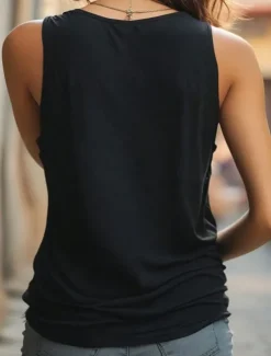 Women's Camisole Tank Top Heart Fashion Sleeveless Crew Neck Regular Tops Daily Print Black Summer