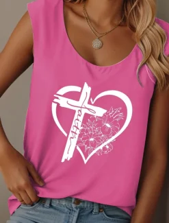Women's Camisole Tank Top Graphic Letter Casual Sleeveless Crew Neck Regular Tops Daily Print Black Pink Blue Summer Drunk