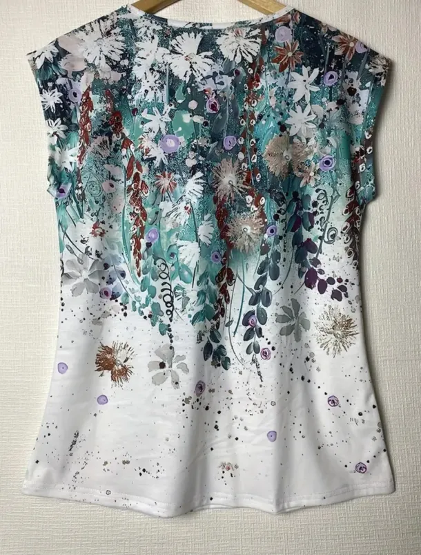 Women's Camisole Tank Top Stylish Casual Ombre Floral Print Sleeveless Regular Tops V Neck Daily Dusty Blue Summer