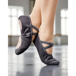 Women's Canvas Ballet Dance Shoes - Practice Slippers with Elastic Straps for Training and Studio Rehearsals