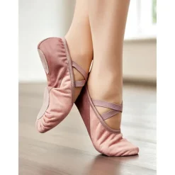 Women's Canvas Ballet Dance Shoes - Practice Slippers with Elastic Straps for Training and Studio Rehearsals
