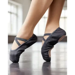 Women's Canvas Ballet Dance Shoes - Practice Slippers with Elastic Straps for Training and Studio Rehearsals