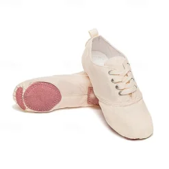 Women's Canvas Jazz Dance Shoes – Lace-Up Split Sole Dance Sneakers, Lightweight and Flexible for Ballroom or Practice