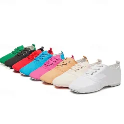 Women's Canvas Jazz Dance Shoes – Lace-Up Split Sole Dance Sneakers, Lightweight and Flexible for Ballroom or Practice