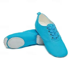 Women's Canvas Jazz Dance Shoes – Lace-Up Split Sole Dance Sneakers, Lightweight and Flexible for Ballroom or Practice