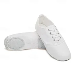 Women's Canvas Jazz Dance Shoes – Lace-Up Split Sole Dance Sneakers, Lightweight and Flexible for Ballroom or Practice