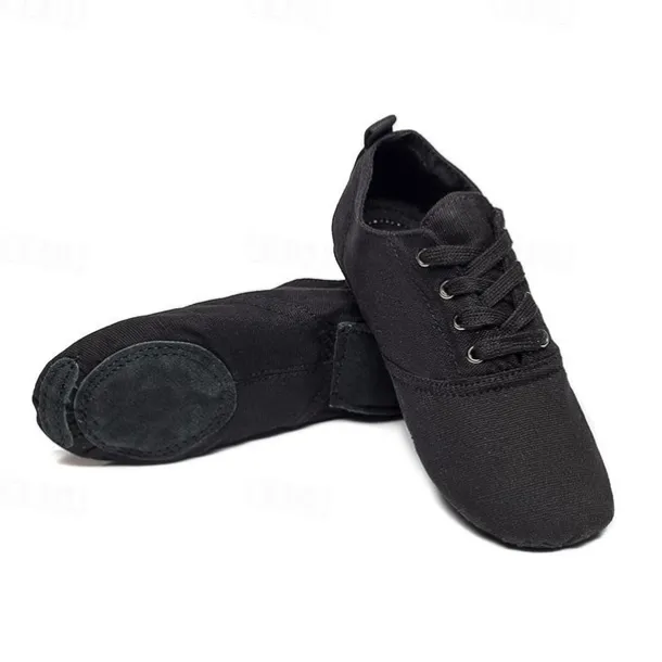 Women's Canvas Jazz Dance Shoes – Lace-Up Split Sole Dance Sneakers, Lightweight and Flexible for Ballroom or Practice