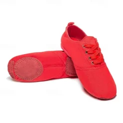 Women's Canvas Jazz Dance Shoes – Lace-Up Split Sole Dance Sneakers, Lightweight and Flexible for Ballroom or Practice