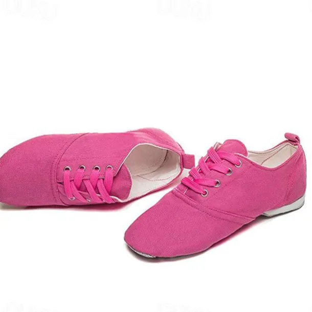 Women's Canvas Jazz Dance Shoes – Lace-Up Split Sole Dance Sneakers, Lightweight and Flexible for Ballroom or Practice