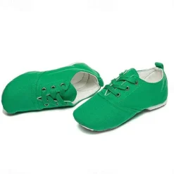 Women's Canvas Jazz Dance Shoes – Lace-Up Split Sole Dance Sneakers, Lightweight and Flexible for Ballroom or Practice