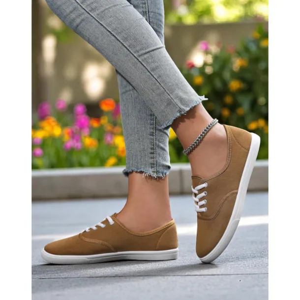Women's Canvas Sneakers – Lightweight Lace-Up Casual Shoes for Spring Outings, Street Style, and Everyday Comfort