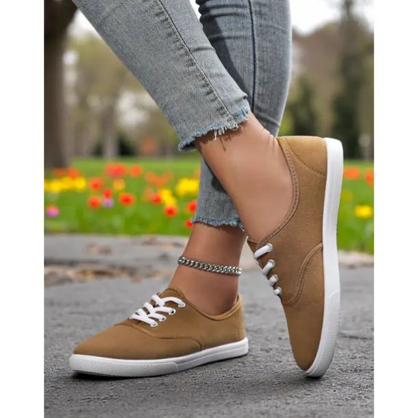 Women's Canvas Sneakers – Lightweight Lace-Up Casual Shoes for Spring Outings, Street Style, and Everyday Comfort