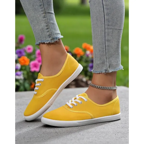 Women's Canvas Sneakers – Lightweight Lace-Up Casual Shoes for Spring Outings, Street Style, and Everyday Comfort