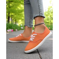 Women's Canvas Sneakers – Lightweight Lace-Up Casual Shoes for Spring Outings, Street Style, and Everyday Comfort