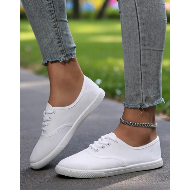 Women's Canvas Sneakers – Lightweight Lace-Up Casual Shoes for Spring Outings, Street Style, and Everyday Comfort