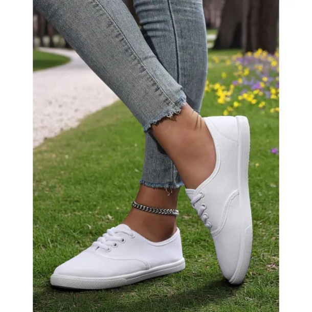 Women's Canvas Sneakers – Lightweight Lace-Up Casual Shoes for Spring Outings, Street Style, and Everyday Comfort