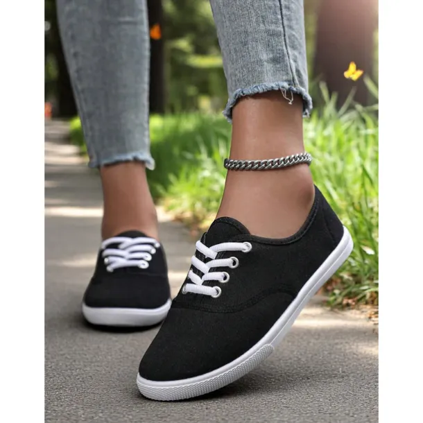 Women's Canvas Sneakers – Lightweight Lace-Up Casual Shoes for Spring Outings, Street Style, and Everyday Comfort