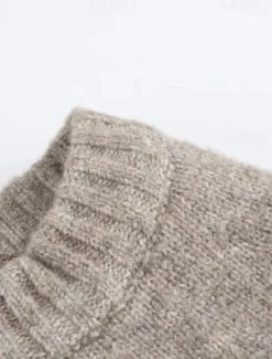 Women's Cape Fashion Casual Soft Pure Color Ribbed Crew Neck Buttons Knitted Long Sleeve Regular Tops Knit Outdoor Daily Weekend Black White Fall Winter