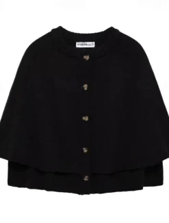 Women's Cape Fashion Casual Soft Pure Color Ribbed Crew Neck Buttons Knitted Long Sleeve Regular Tops Knit Outdoor Daily Weekend Black White Fall Winter