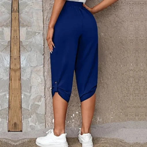 Women's Capri shorts Fashion Calf-Length Plain Side Pockets Comfort Micro-elastic Casual Daily Black Wine Blue khaki Regular Fit