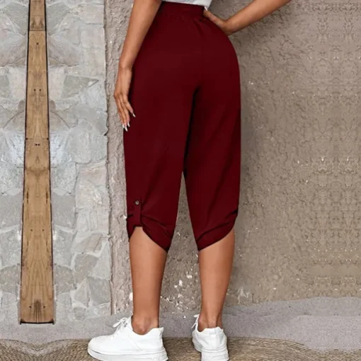 Women's Capri shorts Fashion Calf-Length Plain Side Pockets Comfort Micro-elastic Casual Daily Black Wine Blue khaki Regular Fit