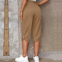 Women's Capri shorts Fashion Calf-Length Plain Side Pockets Comfort Micro-elastic Casual Daily Black Wine Blue khaki Regular Fit