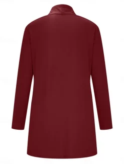 Women's Cardigan Sweater Cardigan Stylish Casual Soft Solid Color Ribbed Open Front Pocket Long Sleeve Long Tops Knit Outdoor Daily Weekend Black White Summer Fall