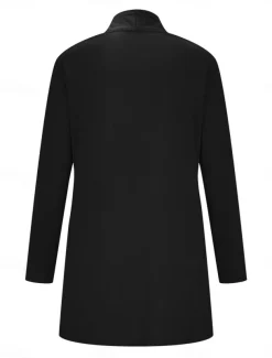 Women's Cardigan Sweater Cardigan Stylish Casual Soft Solid Color Ribbed Open Front Pocket Long Sleeve Long Tops Knit Outdoor Daily Weekend Black White Summer Fall