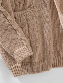 Women's Cardigan Sweater Jacket Fashion Streetwear Soft Solid Color Open Front Buttons Knitted Long Sleeve Regular Tops Knit Work Camel Purple Fall Winter