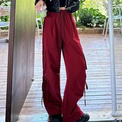 Women's Cargo Pants Hiking Pants Trousers Tactical Pants Outdoor Regular Fit Waterproof Pants / Trousers Drawstring Elastic Waist Black Red Hunting Climbing Camping / Hiking / Caving S M L XL