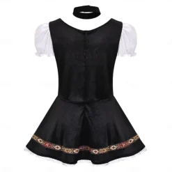 Women's Carnival Oktoberfest Dirndl Beer Costume with Shirt and Apron Bavarian Wiesn Traditional Style