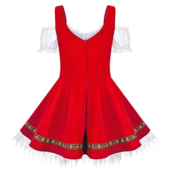 Women's Carnival Oktoberfest Dirndl Beer Costume with Shirt and Apron Bavarian Wiesn Traditional Style