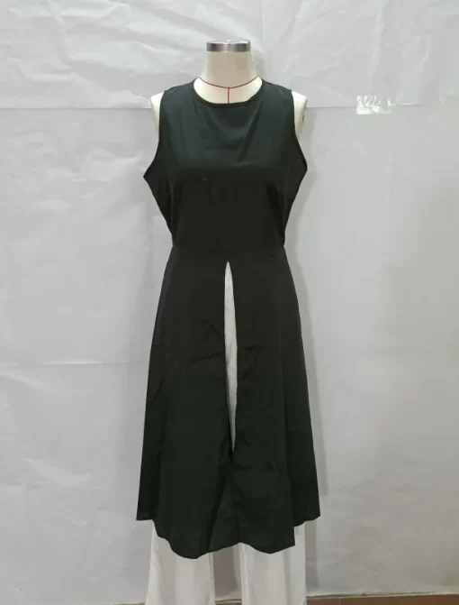 Women's Casual Dress Maxi Dress Patchwork Elegant Crew Neck Black Rose Red Color