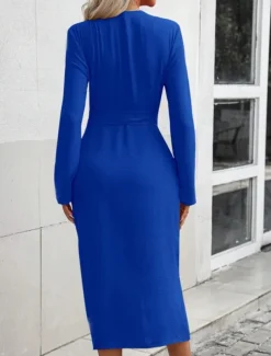 Women's Casual Dress Midi Dress Patchwork Buttons Elegant Lapel Long Sleeve Black Pink Blue Color Spring Fall Winter S M L XL XXL