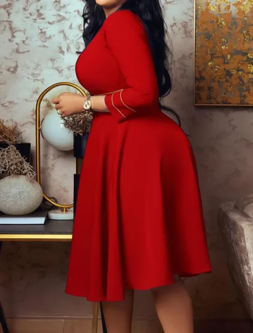 Women's Casual Dress Midi Dress Zipper Daily Date Fashion Streetwear Stand Collar 3/4 Length Sleeve Red Green Dark Blue Color