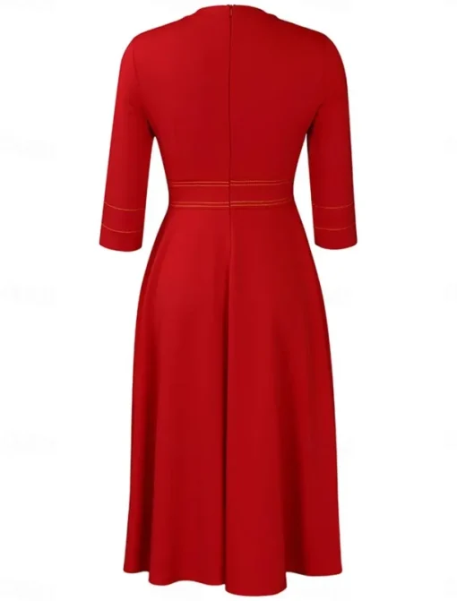 Women's Casual Dress Midi Dress Zipper Daily Date Fashion Streetwear Stand Collar 3/4 Length Sleeve Red Green Dark Blue Color