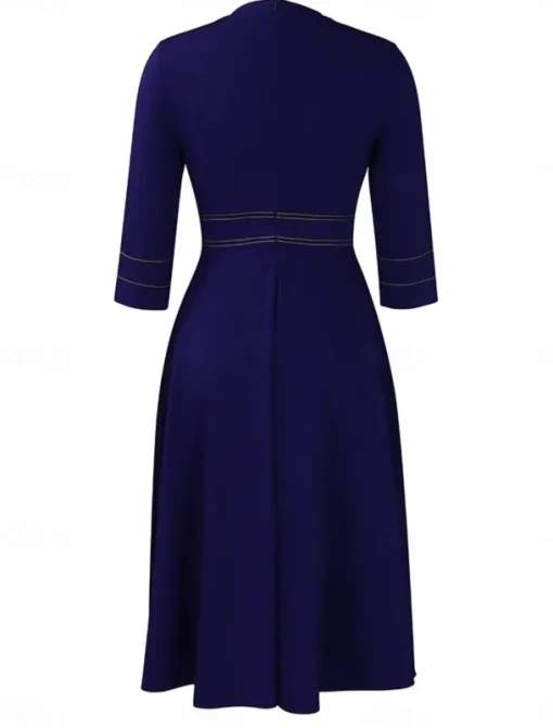 Women's Casual Dress Midi Dress Zipper Daily Date Fashion Streetwear Stand Collar 3/4 Length Sleeve Red Green Dark Blue Color