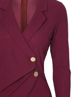 Women's Casual Dress Mini Dress Patchwork Buttons Casual Formal V Neck Long Sleeve Black Wine Gray Color