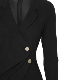 Women's Casual Dress Mini Dress Patchwork Buttons Casual Formal V Neck Long Sleeve Black Wine Gray Color