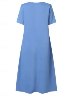 Women's Casual Dress Mini Dress Buttons Pocket Casual Crew Neck Long Sleeve Wine Blue Green Color