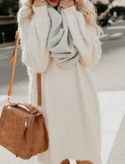 Women's Casual Dress Mini Dress Patchwork Casual Crew Neck Long Sleeve Pink Beige Gray Color